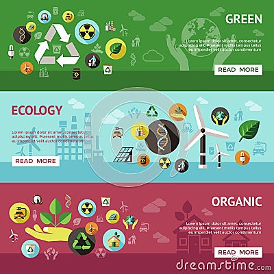 Ecology Banner Set Vector Illustration