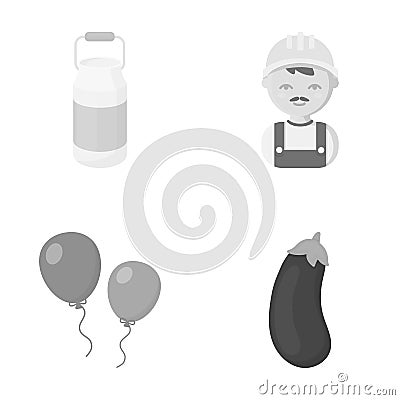 Ecology, building, business and other web icon in monochrome style.eggplant, vegetables, vitamins, icons in set Vector Illustration