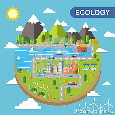 Ecology city scenery Vector Illustration