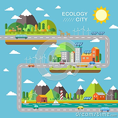 Ecology city scenery Vector Illustration