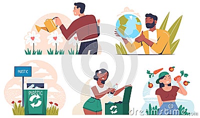 Ecology colored set Vector Illustration