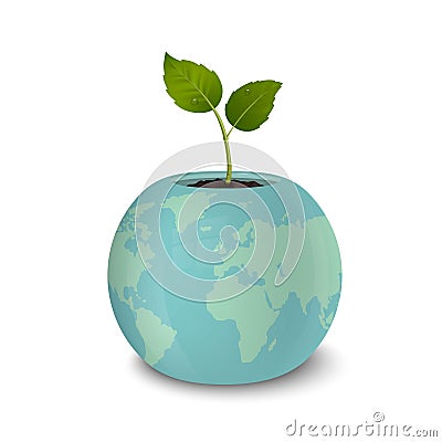 Ecology concept. Earth Day, World environmen day, Save the Earth or Green day. Vector background with sprout in a flower Vector Illustration