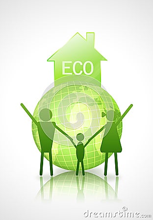 Ecology concept. globe and family Stock Photo