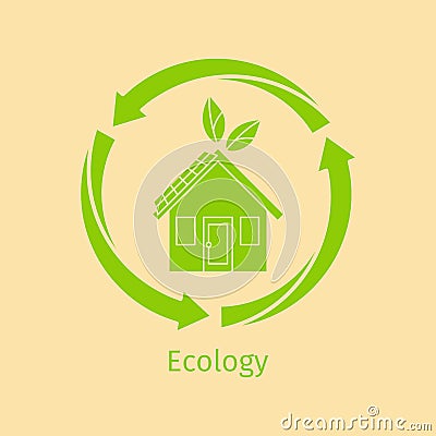 Ecology concept with green house Vector Illustration