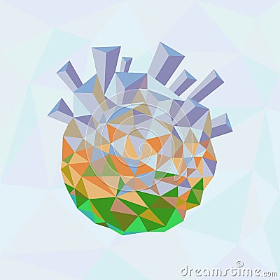 Ecology concept. Green planet being destroyed Vector Illustration