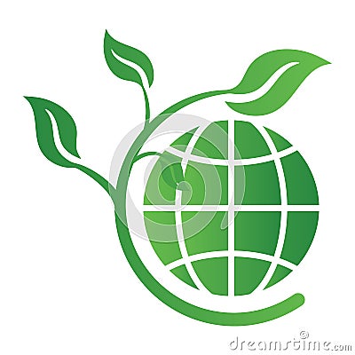 Ecology concept icon with earth and leaves. Recycle logo. Vector illustration for any design Vector Illustration