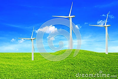 Ecology concept. Windmills. Renewable energy sources Stock Photo