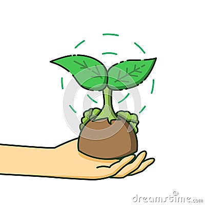 Ecology concept work, The concept of planting trees by hand Stock Photo