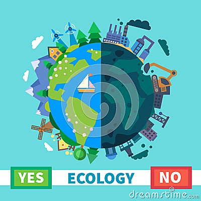 Ecology. Environmental protection Vector Illustration