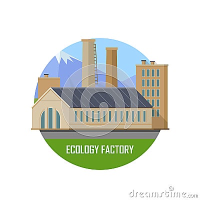 Ecology Factory Icon Vector Illustration