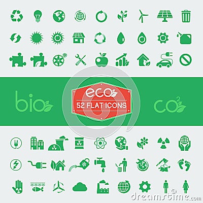 Ecology Flat Icon Set Vector Illustration