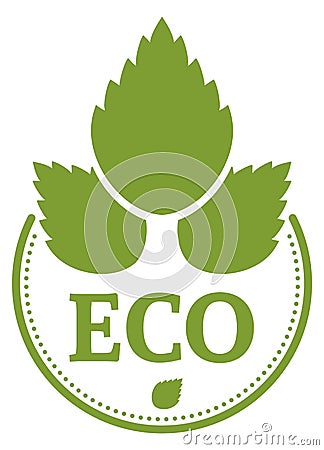 Ecology friendly product sign. Round natural green label Vector Illustration