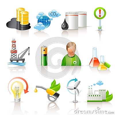 Ecology and fuel icons Vector Illustration
