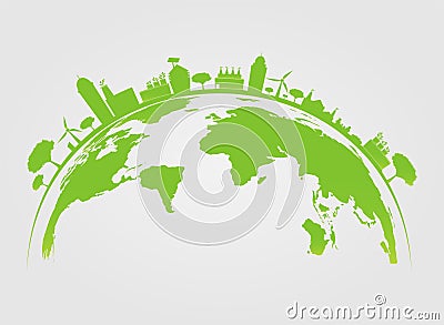 Ecology.Green cities help the world with eco-friendly concept ideas. illustration Vector Illustration