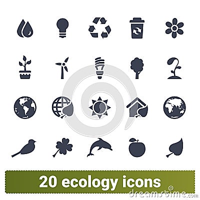 Ecology, Green Energy, Eco Friendly Objects Icons Vector Illustration