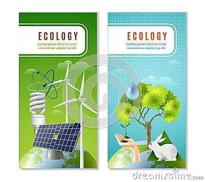 Ecology Green Energy 2 Vertical Banners Vector Illustration