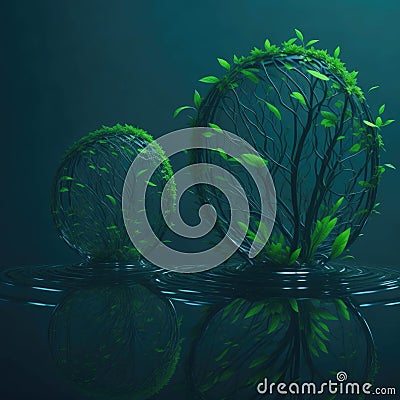 Ecology Green Plant Concept Saving Energy Abstract Background, Plants, Water, Planet Generative Ai Stock Photo