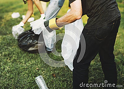 Ecology group of people cleaning the park Stock Photo