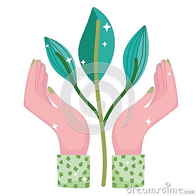 ecology hand with plant Vector Illustration