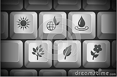 Ecology Icons on Computer Keyboard Buttons Stock Photo