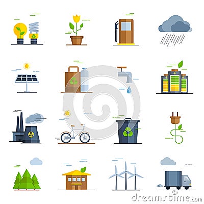 Ecology Icons Set Vector Illustration