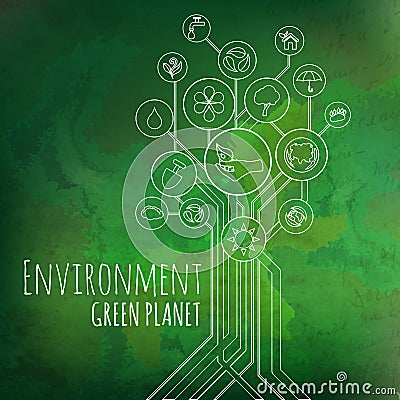 Ecology Infographic. Environment, Green Planet Vector Illustration