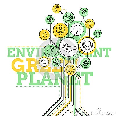 Ecology Infographic. Environment, Green Planet Vector Illustration