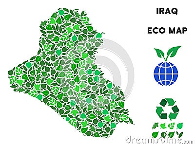 Vector Ecology Green Collage Iraq Map Vector Illustration