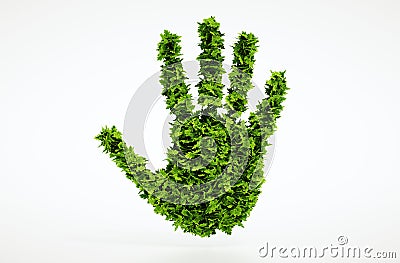 Ecology leaf hand symbol Stock Photo