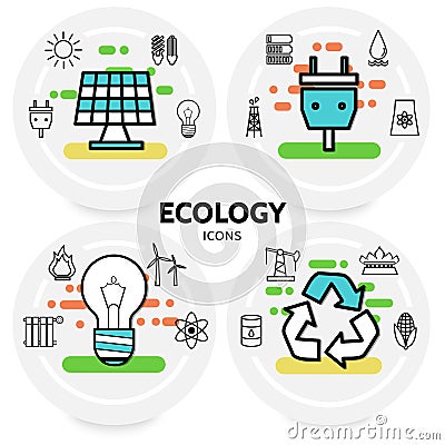 Ecology Line Icons Concept Vector Illustration