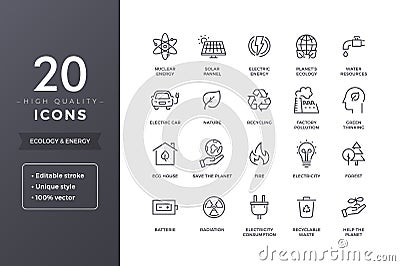 Ecology Line Icons Vector Illustration