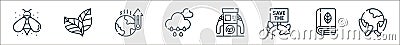 ecology line icons. linear set. quality vector line set such as planet earth, notebook, save, biodiesel, rain, global warming, Vector Illustration