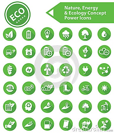 Ecology,Nature & Energy icons,Green version Stock Photo