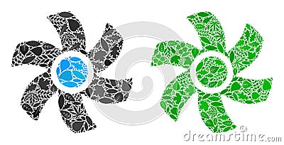 Rotor Icon Ecology Mosaic of Herbal Items Vector Illustration