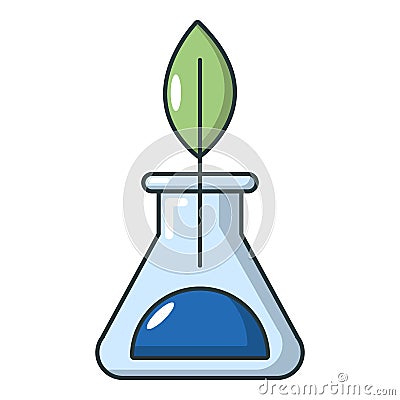 Ecology test tube icon, cartoon style Vector Illustration
