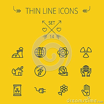 Ecology thin line icon set Vector Illustration