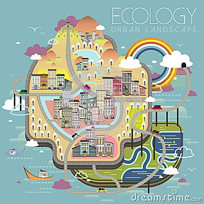 Ecology urban life scenery Vector Illustration