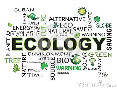 Ecology word background Cartoon Illustration