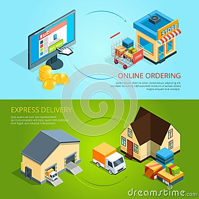 Ecommerce concept banners. Purchase and delivery from online store Vector Illustration