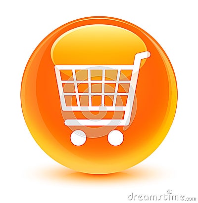 Ecommerce icon glassy orange round button Cartoon Illustration