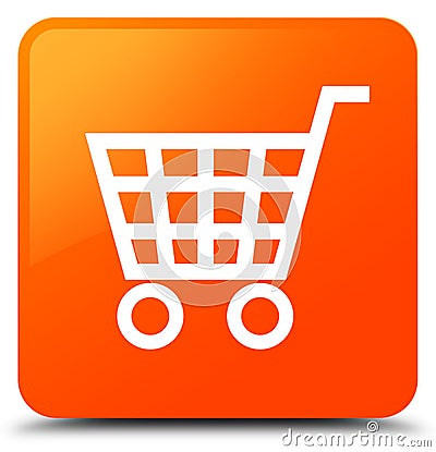 Ecommerce icon orange square button Cartoon Illustration