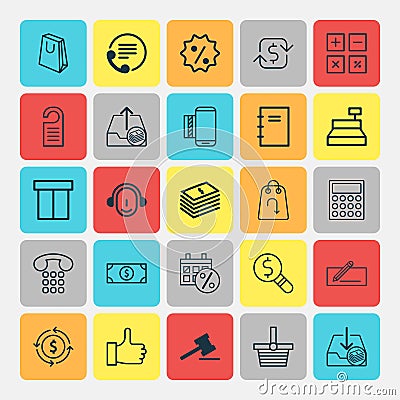 Ecommerce Icons Set. Collection Of Recommended, Recurring Payements, Gavel And Other Elements. Also Includes Symbols Vector Illustration