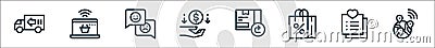 ecommerce line icons. linear set. quality vector line set such as worldwide, wish list, shopping bag, return box, cashback, Vector Illustration