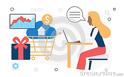 Ecommerce market industry researching infodata analytics Vector Illustration