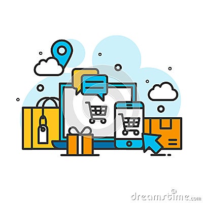 Ecommerce website shopping online Vector Illustration