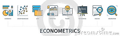 Econometrics vector infographic in minimal flat line style Stock Photo