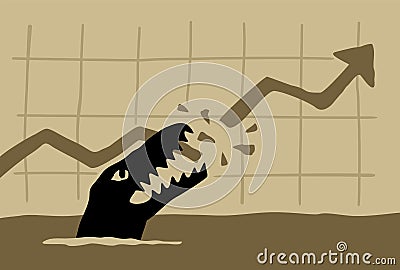 Economic crisis - biting the earnings chart Vector Illustration