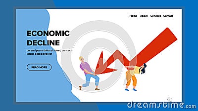 Economic Decline Business People Stopping Vector Vector Illustration