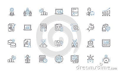 Economic equality line icons collection. Equity , Poverty , Income , Wealth , Distribution , Opportunity , Fairness Vector Illustration