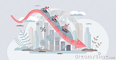 Economic forecast with financial stock value prediction tiny person concept Vector Illustration